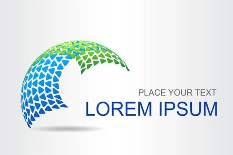 Logo stylized spherical surface with abstract shapes Stock Illustration