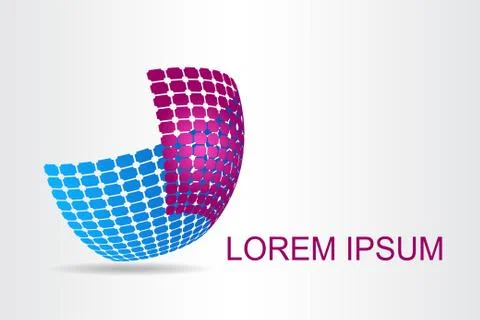 Logo stylized spherical surface with abstract shapes Stock Illustration
