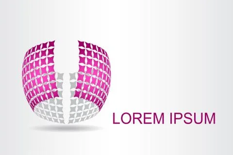 Logo stylized spherical surface with abstract shapes Stock Illustration