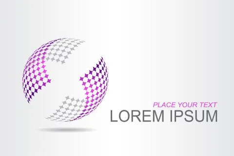 Logo stylized spherical surface with abstract shapes Stock Illustration
