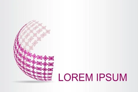 Logo stylized spherical surface with abstract shapes Stock Illustration
