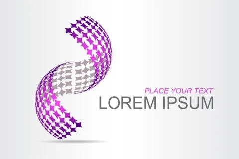 Logo stylized spherical surface with abstract shapes Stock Illustration
