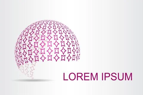 Logo stylized spherical surface with abstract shapes Stock Illustration