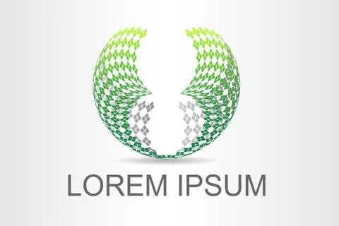 Logo stylized spherical surface with abstract shapes Stock Illustration