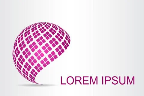 Logo stylized spherical surface with abstract shapes Stock Illustration