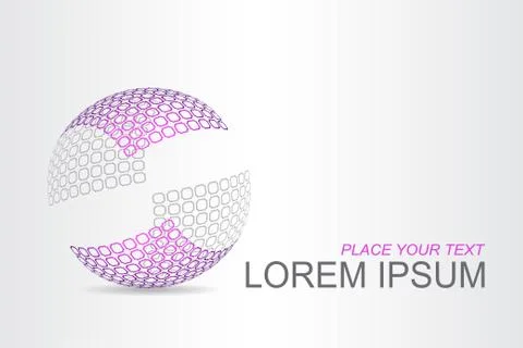 Logo stylized spherical surface with abstract shapes Stock Illustration