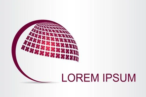 Logo stylized spherical surface with abstract shapes Stock Illustration