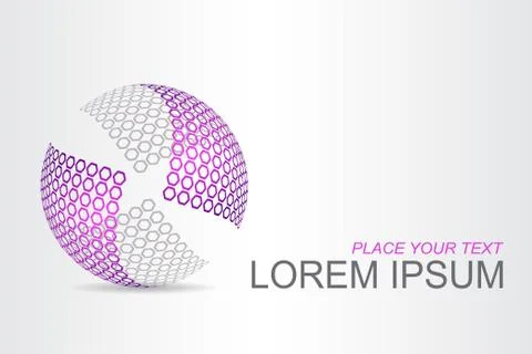 Logo stylized spherical surface with abstract shapes Stock Illustration