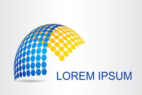 Logo stylized spherical surface with abstract shapes Stock Illustration