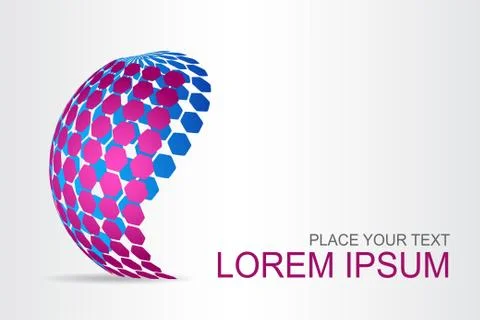 Logo stylized spherical surface with abstract shapes Stock Illustration