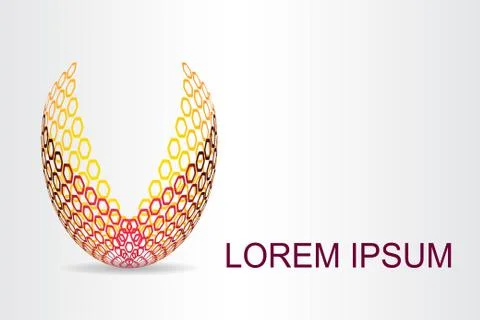 Logo stylized spherical surface with abstract shapes Stock Illustration