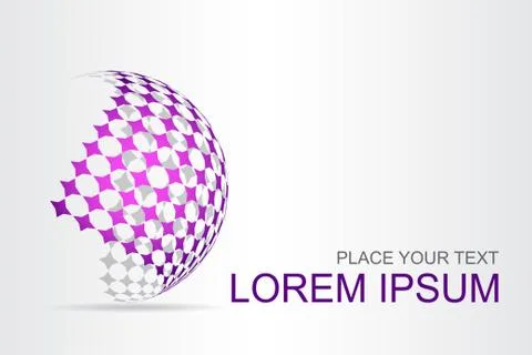 Logo stylized spherical surface with abstract shapes Stock Illustration
