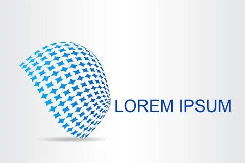Logo stylized spherical surface with abstract shapes Stock Illustration