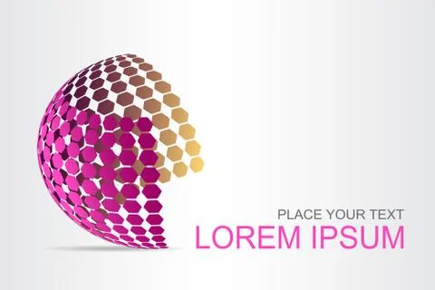 Logo stylized spherical surface with abstract shapes Stock Illustration