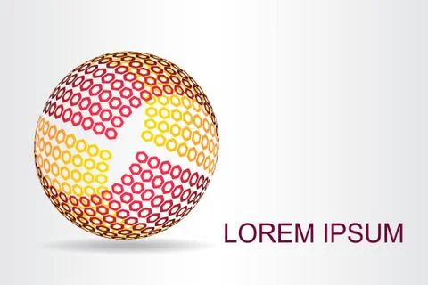Logo stylized spherical surface with abstract shapes Stock Illustration