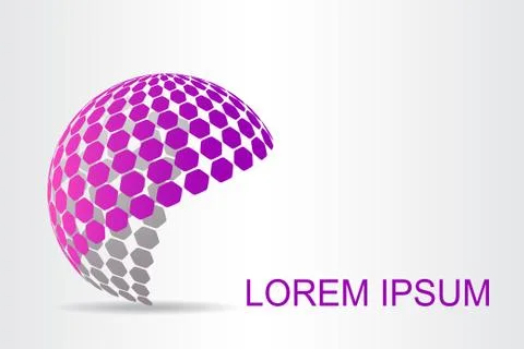 Logo stylized spherical surface with abstract shapes Stock Illustration