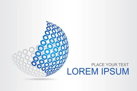 Logo stylized spherical surface with abstract shapes Stock Illustration