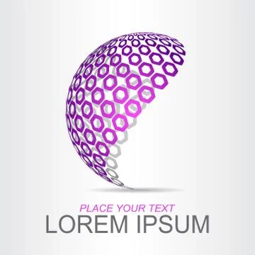 Logo stylized spherical surface with abstract shapes Stock Illustration