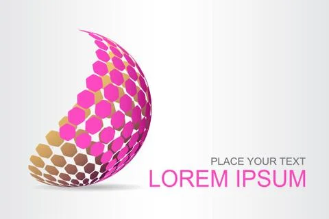 Logo stylized spherical surface with abstract shapes Stock Illustration
