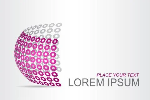 Logo stylized spherical surface with abstract shapes Stock Illustration