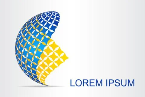 Logo stylized spherical surface with abstract shapes Stock Illustration