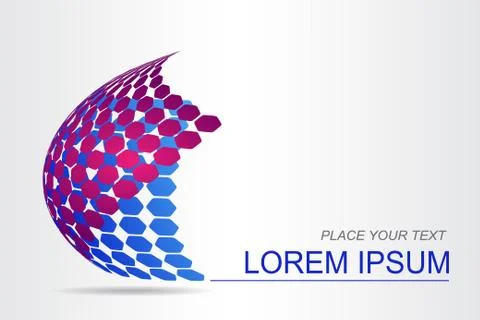 Logo stylized spherical surface with abstract shapes Stock Illustration