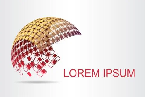 Logo stylized spherical surface with abstract shapes Stock Illustration