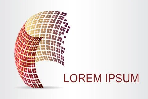 Logo stylized spherical surface with abstract shapes Stock Illustration