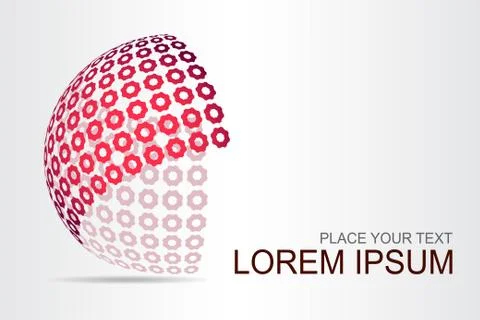 Logo stylized spherical surface with abstract shapes Stock Illustration