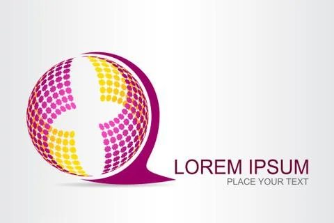 Logo stylized spherical surface with abstract shapes Stock Illustration