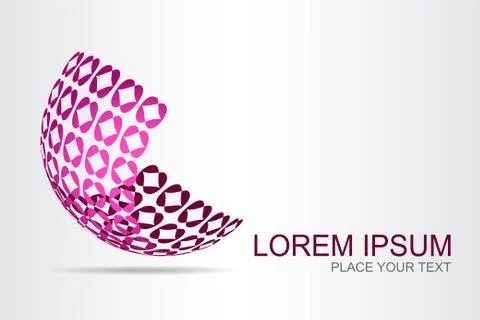 Logo stylized spherical surface with abstract shapes Stock Illustration