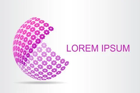 Logo stylized spherical surface with abstract shapes Stock Illustration