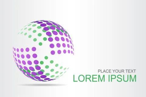 Logo stylized spherical surface with abstract shapes Stock Illustration