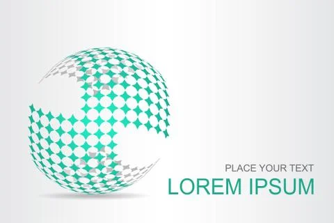 Logo stylized spherical surface with abstract shapes Stock Illustration