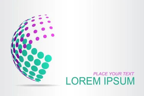 Logo stylized spherical surface with abstract shapes Stock Illustration