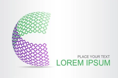 Logo stylized spherical surface with abstract shapes Stock Illustration
