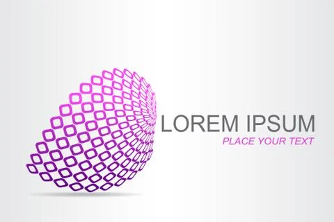 Logo stylized spherical surface with abstract shapes Stock Illustration