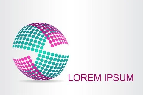 Logo stylized spherical surface with abstract shapes Stock Illustration