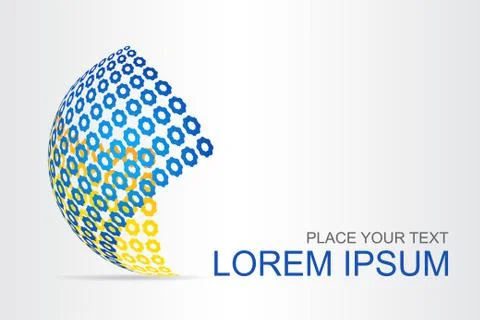 Logo stylized spherical surface with abstract shapes Stock Illustration