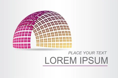 Logo stylized spherical surface with abstract shapes Stock Illustration