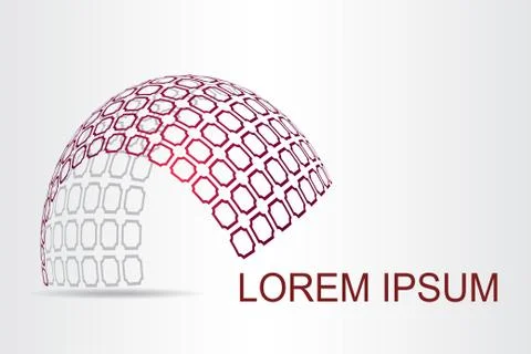 Logo stylized spherical surface with abstract shapes Stock Illustration