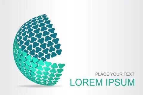 Logo stylized spherical surface with abstract shapes Stock Illustration