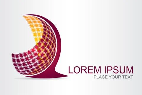 Logo stylized spherical surface with abstract shapes Stock Illustration