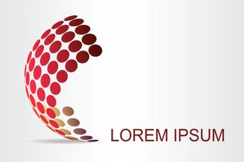 Logo stylized spherical surface with abstract shapes Stock Illustration