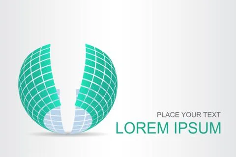 Logo stylized spherical surface with abstract shapes Stock Illustration
