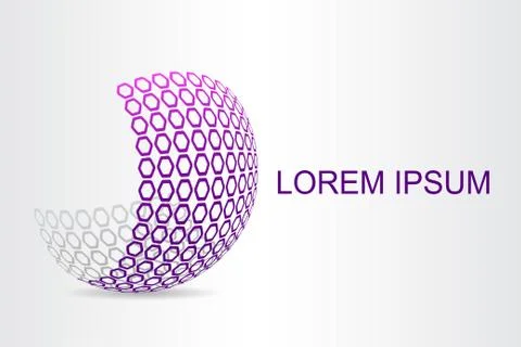 Logo stylized spherical surface with abstract shapes Illustrazione stock