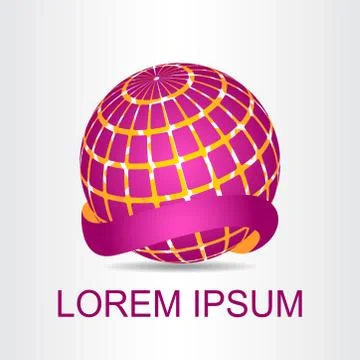 Logo stylized spherical surface with abstract shapes Stock Illustration