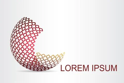Logo stylized spherical surface with abstract shapes Stock Illustration