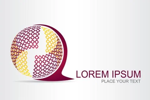 Logo stylized spherical surface with abstract shapes Stock Illustration