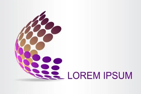 Logo stylized spherical surface with abstract shapes Stock Illustration